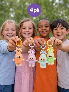 4pk Adorable Animal Keychains Assorted Colors